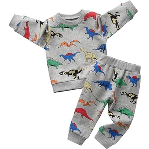 Elspilit Toddler Baby Boy Clothes Animal Style Long Sleeve Tops Sweatsuit Pants Outfits Set