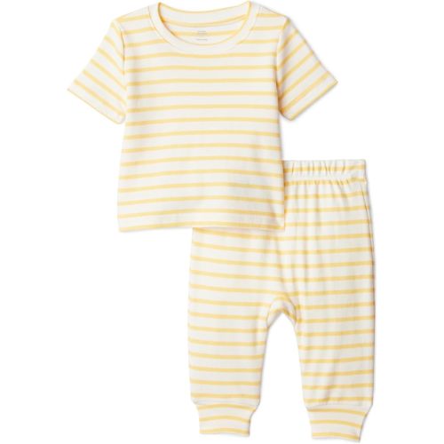 Amazon Essentials x Sofia Grainge Unisex Toddlers and Babies' Cotton Knit Short Sleeve Shirt & Pants Set