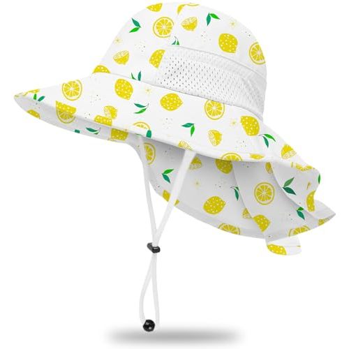 Toddler Baby Sun Hat Kids Summer UPF 50+ for Boys Girls Adjustable Beach Hats with Bucket Wide Brim Age 1-7 Years