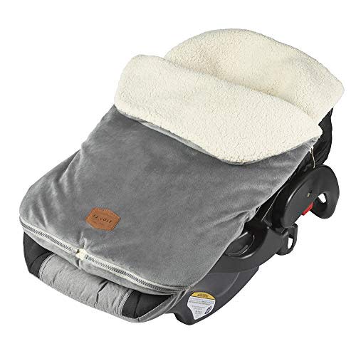 JJ Cole Bundle Me Winter Baby Car Seat Cover and Bunting Bag — Original — Graphite Gray — Sherpa Lined Baby Carrier Cover — Winter Baby Essentials