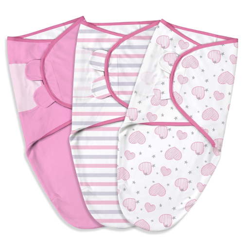 Walmart Black Friday Deals 2025 GLLQUEN BABY Swaddle Blankets, Cotton, 0-3 Months, Adjustable Sleep Sack, 3 Pack, Pink