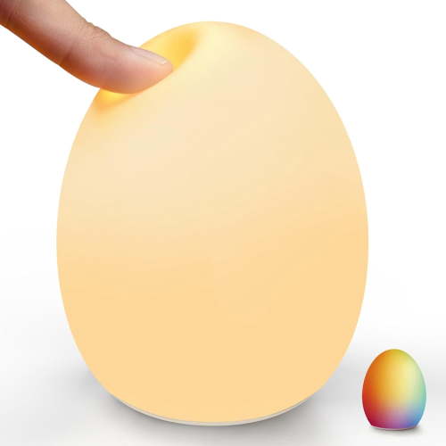 Baby Night Light, Silicone Egg Light for Kids, Portable Touch Night Lamp with 11 Colors Changing, Nursery Night Light for Breastfeeding, BPA Free, Eye Caring, Soft