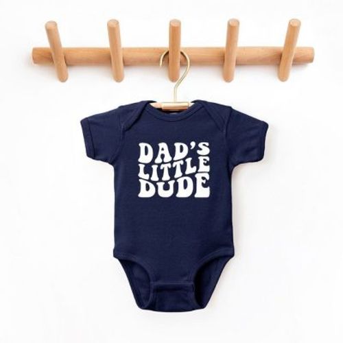 The Juniper Shop Dad's Little Dude Baby Bodysuit - Newborn - Navy
