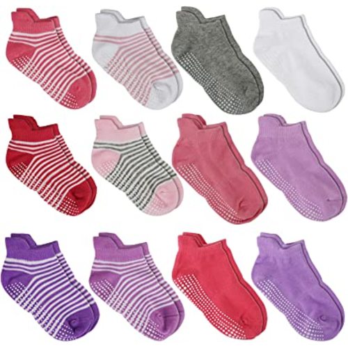 Anti Slip Non Skid Ankle Socks With Grips for Baby Toddler Kids Boys Girls