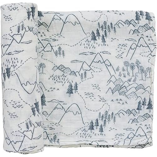 Mebie Baby Summit Muslin Swaddle, Modern and Neutral Swaddle Blanket for Baby Girl or Boy, Soft Baby Blankets, Newborn Swaddle Blanket, 0-3 Month, Comfy Wrap, Baby Essentials & Gifts