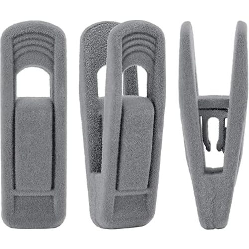 Trgowaul Velvet Hangers Clips, Pants Hangers Velvet Clips, Strong Finger Clips Perfect for Thin Velvet Hangers (60pc, Grey)