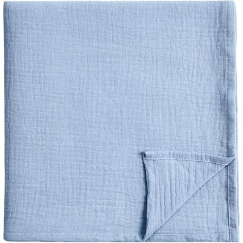 Meracorallo Muslin Swaddle Blanket, 100% Cotton Receiving Blanket Soft and Breathable Swaddle Wrap for Baby Boys and Girls, Placid Blue
