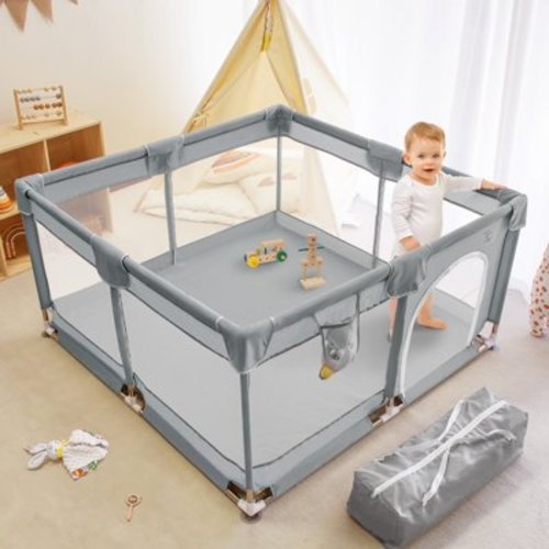 Beavtaens Baby Playpen, 50"x50" Baby Play Yard with Anti-Slip Base, Travel Fence for 0-18 Months