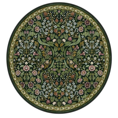 Moynesa Floral Round Rugs 6ft, Boho Green Round Living Room Area Rug, Washable Large Soft Circle Rug for Bedroom, Non Slip Ultra Thin Floor Carpet for Dining Room Guest Room, Green