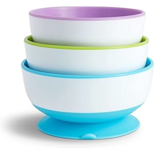 Amazon.com: Munchkin Stay Put Suction Bowls for Baby and Toddler, 3 Pack, Blue/Green/Purple : Baby