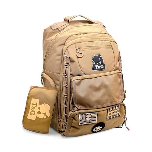 Toddlers And Gunners Dad Diaper Bag, With Diaper Changing Mat, USB Port & Laptop Compartment. Diaper Bag Backpack with Straps for Stroller. Large Diaper Bag for men and women (Coyote Brown)