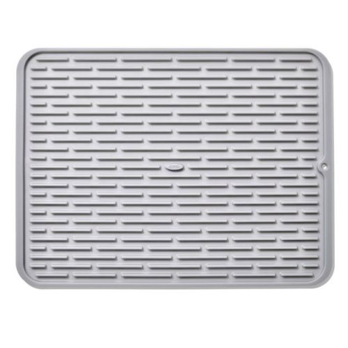 OXO Silicone Dish Drying Mat - Gray (Large): Dishwasher-Safe Drying Rack for Dishes, 16.9" x 12.5" Silicone Mat
