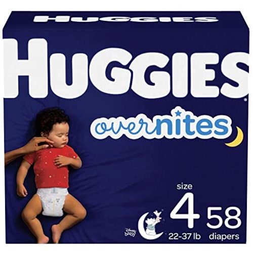 Nighttime Baby Diapers Size 4, 58 Ct, Huggies Overnites - NEW