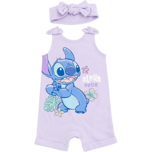 Disney Minnie Mouse Winnie the Pooh Lion King Lilo & Stitch Simba Romper and Headband Newborn to Toddler