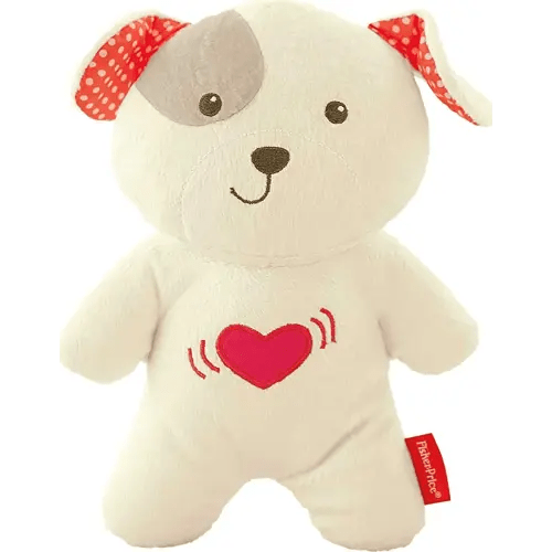 Fisher-Price Baby Toy Calming Vibrations Cuddle Soother, Musical Plush Dog Sound Machine for Developmental Play Newborns Ages 0+ Months