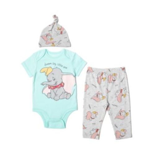 Baby Boys The Aristocats 101 Dalmations Bambi Patch Dumbo Bodysuit Pants & Hat 3 Piece Outfit Set Newborn to