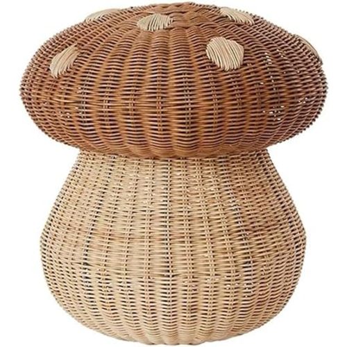 Handmade Rattan Mushroom Storage Basket, Baby Toys Decorative Storage Basket, Bathroom Laundry Dirty Clothes Basket