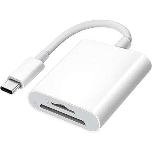 USB C SD Card Reader for iPhone 15 16/iPad/MacBook/Mac, xdgeLoad USB-C Type C SD Reader Supports SD and MicroSD Memory Card Adapter, Trail Camera Viewer Plug and Play - 2 Slots