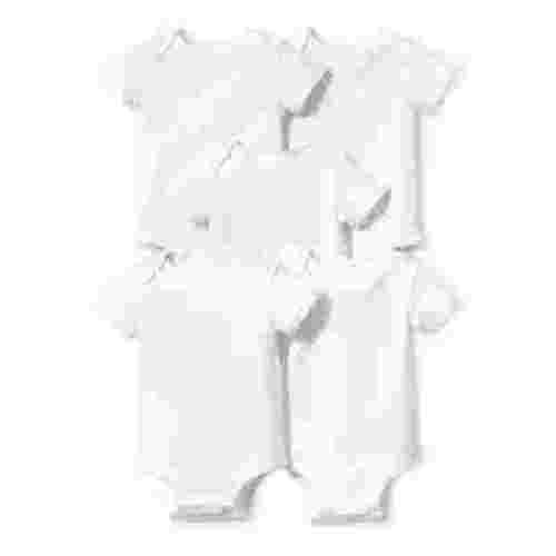 Little Star Organic Baby Boy or Girl Gender Neutral White Short Sleeve Bodysuits, 5-Pack