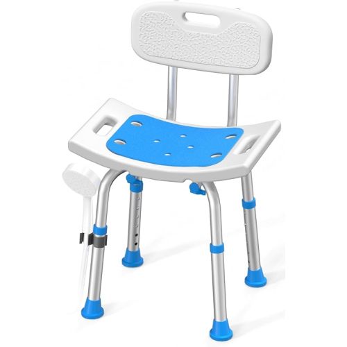 HOMLAND Shower Chair for Inside Shower with Removable Back, Aluminum Frame