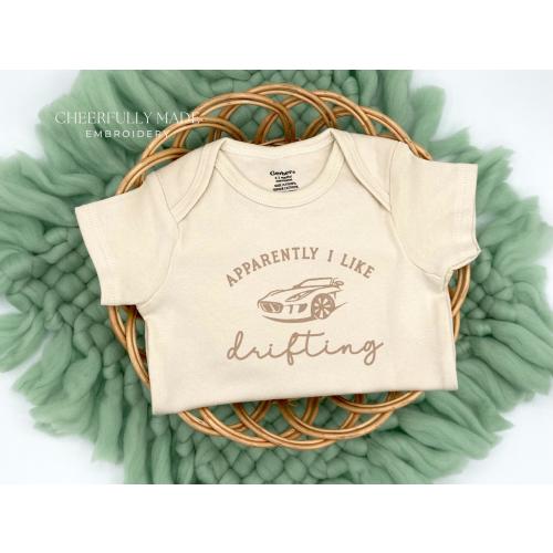 Embroidered Apparently I like Drifting Bodysuit, Funny Drifting Pregnancy Announcement, Drifting Bodysuit, Daddy Drifting Baby Shower Gift