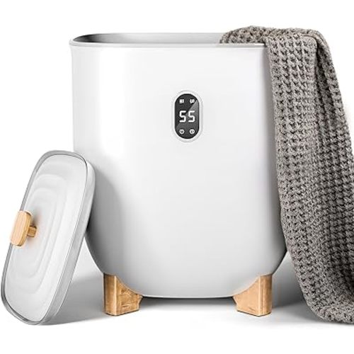 AGLUCKY Towel Warmer for Bathroom, 25L Large Towel Warmers, Hot Towel Warmers Bucket with 2 Heating Modes, LCD Screen, Auto Shut-Off, Fits Blankets, Bathrobes, PJ's, Ideal Gift for Family, White