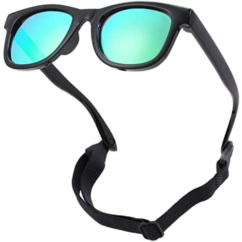 Amazon.com: COASION Bendable Flexible Polarized Newborn Baby Sunglasses with Strap for Infant Boys Girls Age 0-12 Months (Black/Green Mirror) : Clothing, Shoes & Jewelry