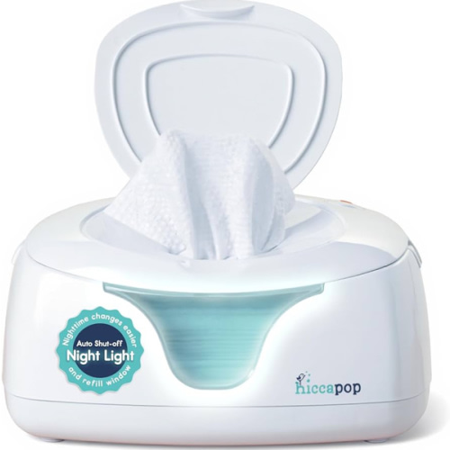 Hiccapop Baby Wipe Warmer and Baby Wet Wipes Dispenser | Baby Wipes Warmer for Babies | Diaper Wipe Warmer with Changing Light, White