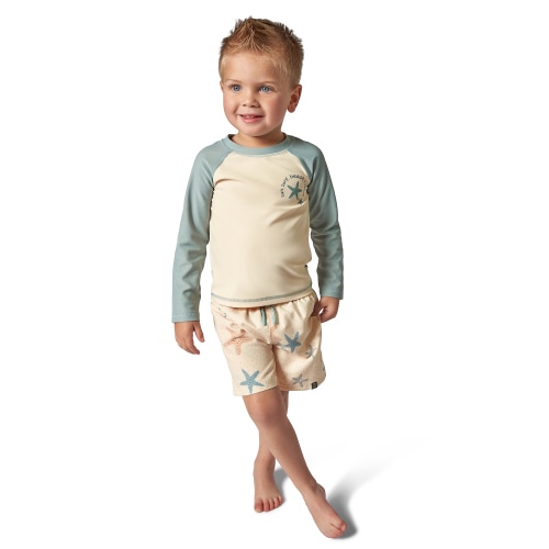 Modern Moments by Gerber Toddler Boy Long Sleeve Rashguard and Short Set, 2-Piece, Sizes 0/3M - 5T