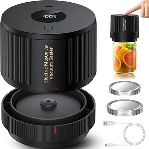 Electric Mason Jar Vacuum Sealer Kit for Wide Mouth and Regular Mouth Mason Jars