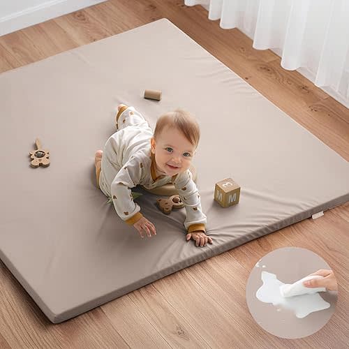 Leather Baby Play Mat 47x47 - Brown Gray