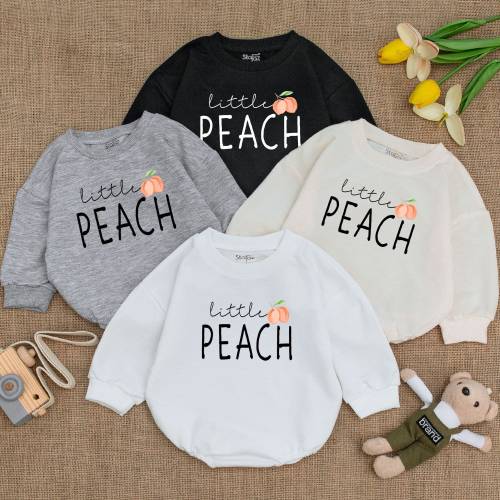 Peach Baby Romper - Cute Little Peach - Cute Southern girl Shirt, Fruit Baby Bodysuit, Vegan Newborn Outfit - Baby Romper