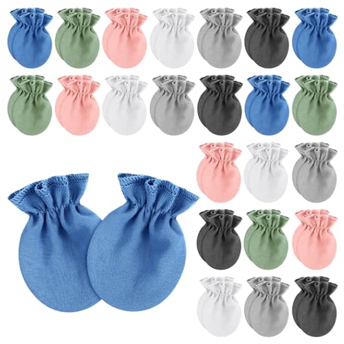 Vabean 24 Pairs Preemie Baby Mittens No Scratch Cotton Gloves Premature Baby Girl Mittens for Nicu Preemie Boys Girls Newborn