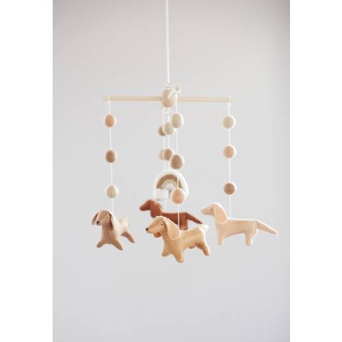 Dachshunds and rainbow baby mobile, nursery decor, dog mobile, pet lover gift, baby shower gift, neutral baby mobile