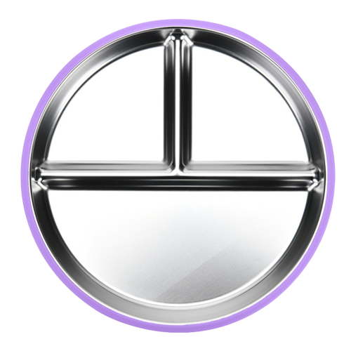 Shoreew Baby Plate with Suction Base 3-Section Divided Stainless Steel Dish 9" Unbreakable Anti Breakage Metal Bowls for Toddlers