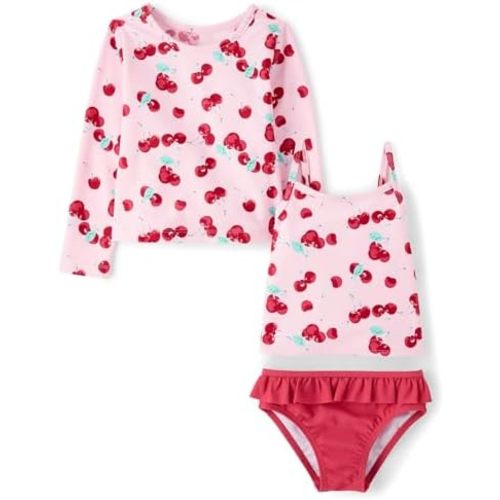 The Children's Place Baby-Girls and Toddler Long Sleeve Rashguard and Tankini Swimsuit, 3 Piece Set