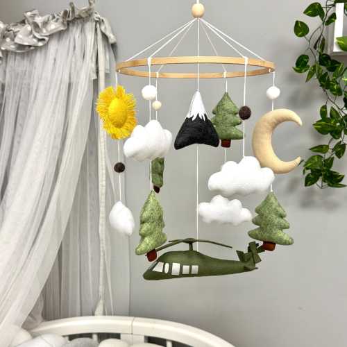 Helicopter Baby Mobile, Black Hawk Aviation Nursery Decor, Baby Shower Gift