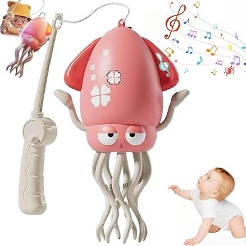 Dancing Octopus Baby Toy,Automatic Evasion Octopus Toy with LED Lights and Music for 3 4 5 6 Year Old Kids Boy Girl Birthday Gifts (Pink)