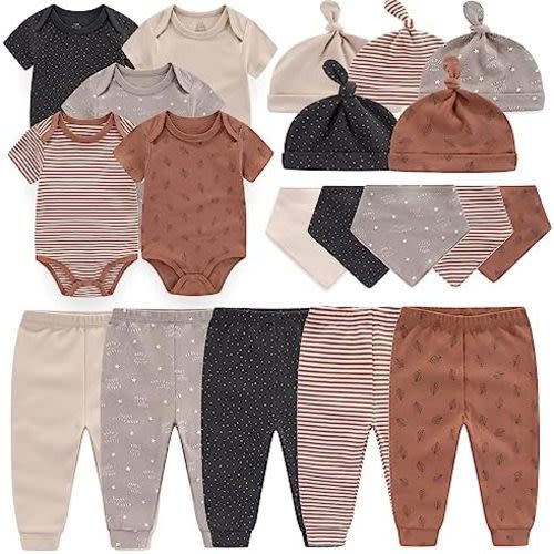 Kiddiezoom Newborn Baby Girl Boy Clothes Baby Outfits Pants Bodysuits Gifts Set Layette Set 0-3 Months