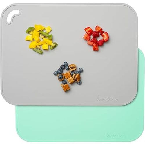 UpwardBaby Silicone Placemats for Toddlers - Suction Baby Placemat for Restaurants & Home - Set of 2 - Kids Placemat for Dining Table-Washable Wipeable Nonslip BPA-Free Placemats for Kids