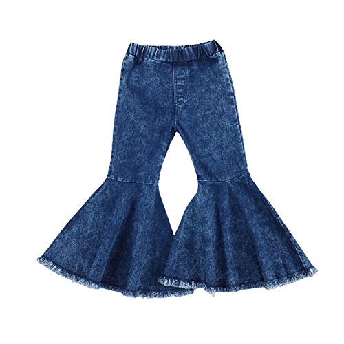 GOOCHEER Kids Toddler Little Baby Girl Ruffle Ripped Jeans Bell Bottom Flare Pants Ripped Denim Leggings Trousers