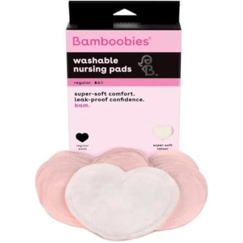 Bamboobies Nursing Pads, Reusable and Washable for Daily Use, Leak-Proof Pads for Breastfeeding, 4 Pads