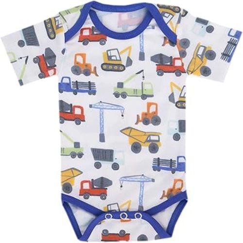 Copper Pearl Short Sleeve Bodysuit Baby: Ultra Soft Bodysuits for Newborns, Boys, Girls, and Infants - Stylish, Comfortable, Overlap Shoulders, Premium Knit Fabric - Diesel, 0-3 Months