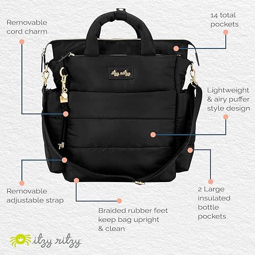 Itzy Ritzy Dream Convertible Diaper Bag Tote Backpack - Baby Diaper Bag - Midnight Black