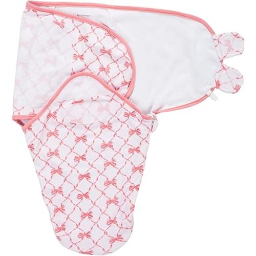LollyBanks Baby Swaddles 100% Organic Cotton, 3-6 Months Baby Girl Swaddles with Easy Change Zipper, Swaddle Sack for Newborn Girls (Pink Bow Print)
