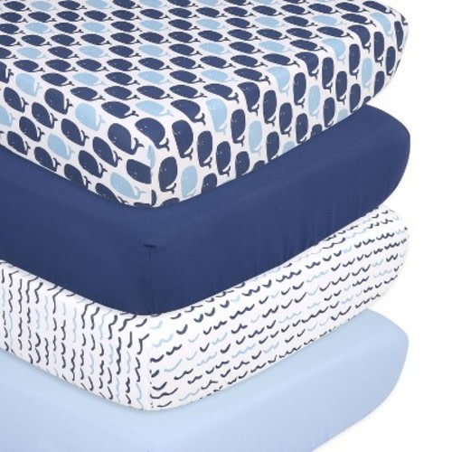 The Peanutshell Fitted Crib Sheets - Blue Nautical - 4pk