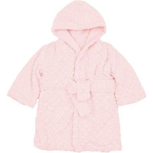 EVERYDAY KIDS Pink Baby Fleece Robe with Hood Cozy Hooded Bathrobe for Girls Ages 0-9 Months Soft, Warm, Lightweight Infant Sleepwear, Loungewear