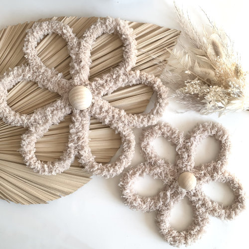 Oatmeal Wall Flower Hanging | Boho Nursery Decor | Neutral Room Decor | Boho Nursery Decor | Set Of 2