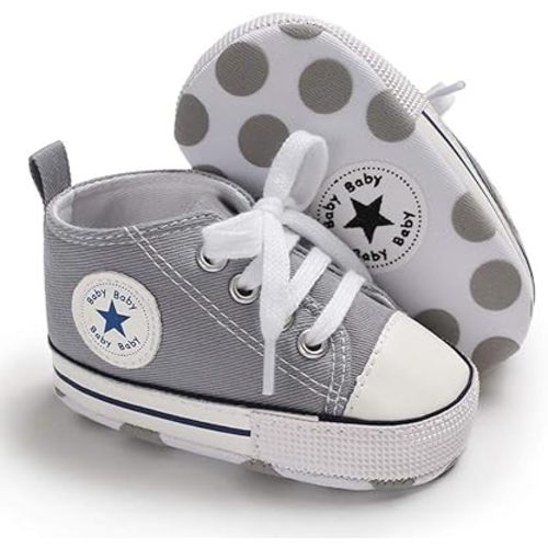 Unisex Baby Girls Boys Canvas High-top Shoes, Newborn Infant Anti-Slip Soft Sole Frist Walking Breathable Sneakers