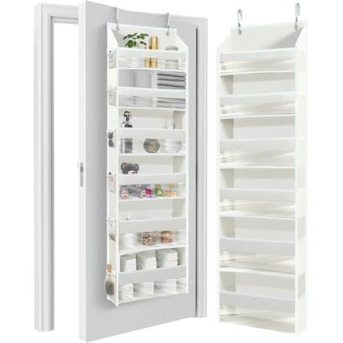 HOMELUX THEORY UPGRADED 6 Tiers Over The Door Organizer Hanging - 100D EXTRA THICK & 50lbs HUGE CAPACITY, 12 Side Mesh Pockets Over The Door Shoe Organizer, Hanging Closet Organizer (Ivory, 1pc)